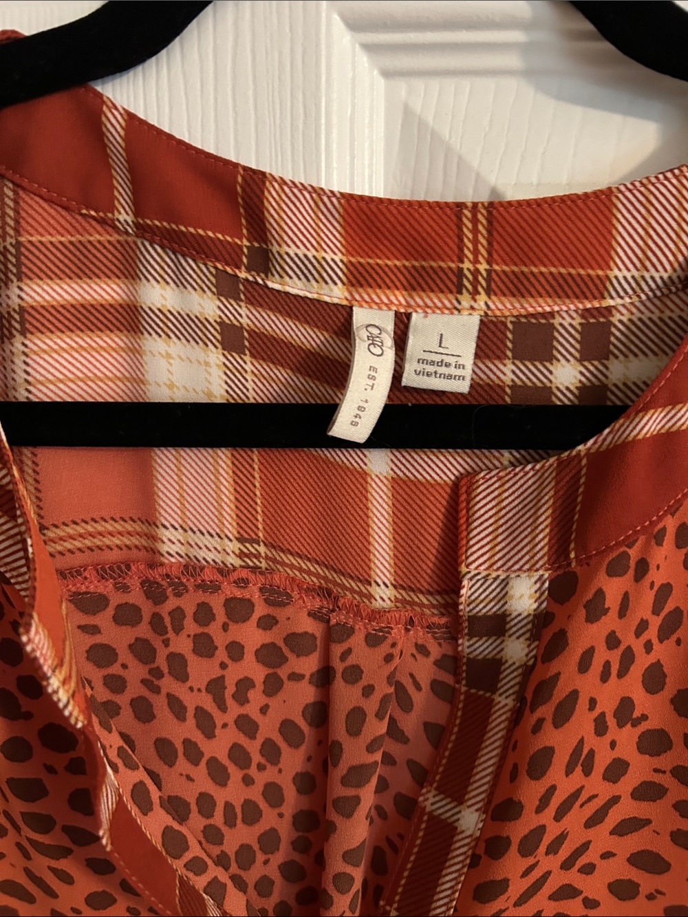 Cato Rust Animal-Print & Plaid Mixed-Pattern Tunic - Picture 2 of 3